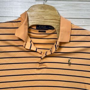 Polo‎ Ralph Lauren Shirt Mens Sz XL Orange Navy Striped Short Sleeve Custom Fit